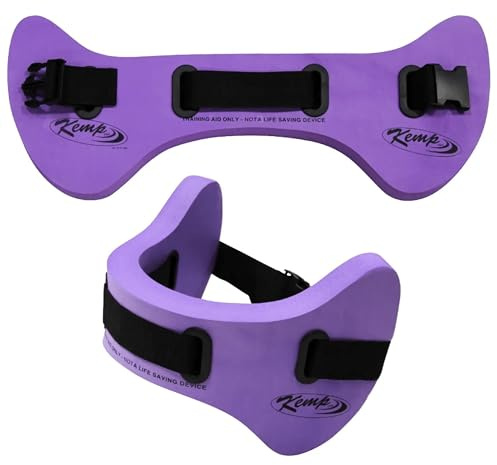 Kemp USA Water Aerobics Belt - Swimming Belts for Exercise and Fitness - Reinforced Nylon Belt Attachments with Plastic Couplings - Aqua Waist Belt for Adult - Small Size - Purple