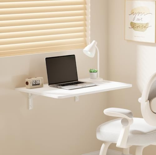 Menaka Wall Mounted Table Drop-Leaf, Small Floating Computer Desk Worksation Folding Hanging Laptop Utility Table for Small Space Study Bedroom