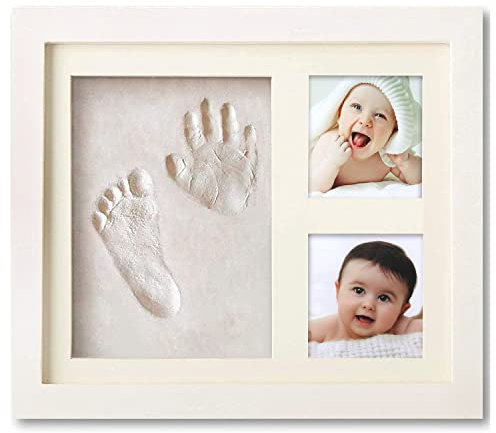 Baby Handabdruck und Fußabdruck Set,PewinGo Gipsabdruck Abdruck/Abdruckset mit Echtholz Bilderrahmen- Perfekte Geschenkidee für Babydusche Geschenk/Babyparty,Pfotenabdruck, Katze/Hund