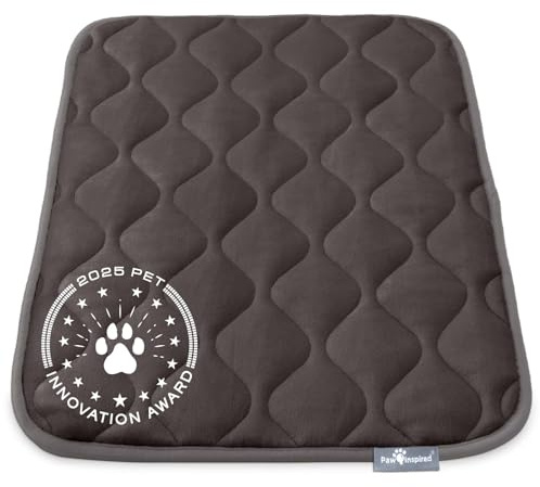 Paw Inspired Washable Padded Crate Mats for Dogs | 29” x 18” Pad, Fits 30-inch Kennels | Leakproof, Waterproof Bottom, Plush Pet Beds (Gray)