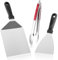 Ezydka Spatola per Grill Angolare 3PCS Kit Pinza e Spatola per Barbecue, Spatola da Grill Professionale per Sollevare e Girare Hamburger, Uova, Bistecche