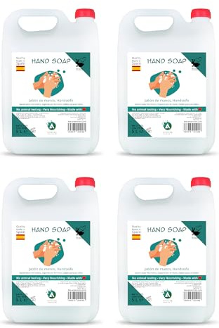 Pack 4 garrafas 5L jabón de manos sin perfume - total 20 L - fórmula dermoprotectora con fragancia suave - higiene profesional para hoteles, gimnasios, colegios y baños compartidos - Vitacab