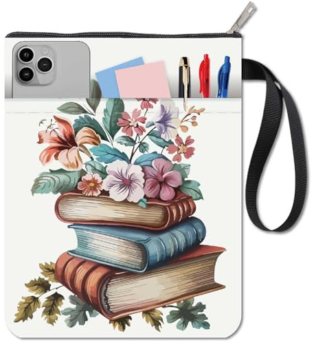 craspire Buchhülle Mit Blumenmotiv Florale Buchumschläge Für Taschenbücher Waschbarer Stoff Boho Buchmuster Buchtasche Schutz Mit Reißverschluss Und Zusätzlicher Tasche Für Hardcover Buchliebhaber