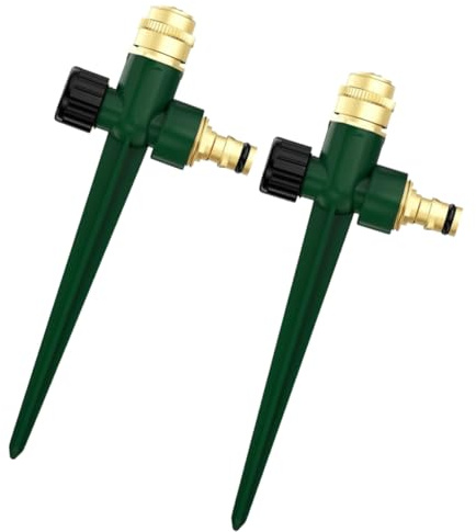 Metall-Rasensprinkler, automatischer Messingsprinkler mit Spike-Basis, 360° verstellbares Sprinklersystem für Gras, Terrasse, Garten, Bewässerung