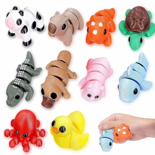 JOOTUEPO Figuras de Animales Juguetes Impresos en 3D, 10 Piezas Mini Figuras de Animales Impresa en 3D, Modelo De Animales Simulado, Realista/Modelo articulado, para Niños/Niño/Niña