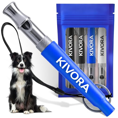 KIVORA 4 Pack Dog Whistle to Stop Barking Neighbors Dog,304 Stainless Steel Adjustable Ultrasonic Silent Dog Training Whistle for Recall & Bark Control,Professional Whistle Suitable for All Dogs