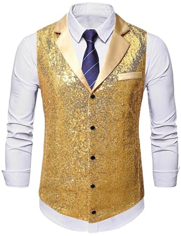Generisch 2025 Gilet à paillettes pour homme Robe de discothèque Gilet de corps Taekwondo