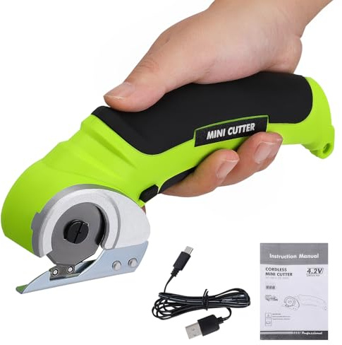 Cortador de cartón eléctrico portátil con batería, cortador giratorio versátil para tela, cuero, papel y más, 240 rpm y bloqueo de seguridad