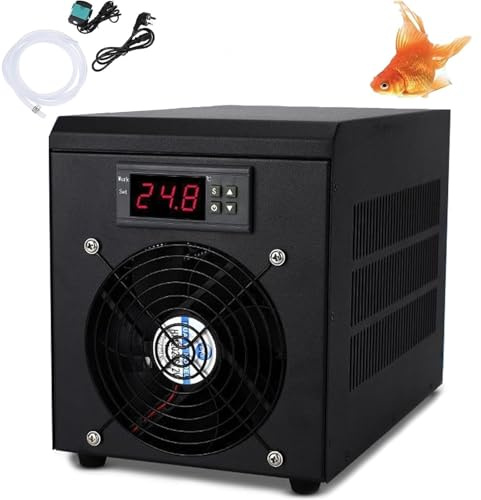 Vattenkylare för akvarium, tyst kompressor akvarium kylare med digital display temperaturregulator för akvarier upp till 60 l, perfekt för Axolotl, korallrev och saltvatten
