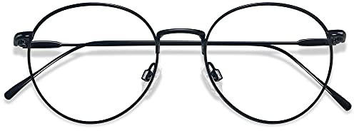ANDWOOD Blue Light Blocking Glasses Women Men Computer Small Face Clear Bluelight Blocker Metal Frame Round Black