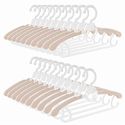 Spesh 20 Stücke Kinderkleiderbügel 29-40cm Verstellbare Baby Kleiderbügel mit Stapelbaren Haken Rutschfester Kleiderbügel (Hellrosa)