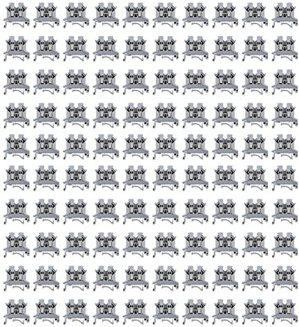 DEWIN Morsettiera Elettrica da 100 Pezzi, UK‑2.5B Morsetti Barra din da 2,5 Morsettiera Elettrica Din Uk Morsettiera a Vite Morsettiera Elettrica per Montaggio su Guida DIN 690V 32A