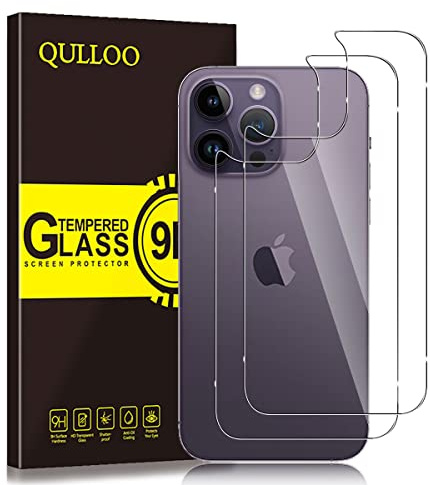 QULLOO Rückseite Schutzfolie für Panzer Schutz Glas für iPhone 14 Pro, 9H Härte Zurück Schutzglas Hinten Schutzfolie HD Klar Rückseite Folie für iPhone 14 Pro - 2 Stück