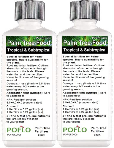 POFLO Palm Tree Liquid Fertilizer HighTech NPK, Root, Soil, Foliar, Fertiliser - Professional Plant Food (500ml)