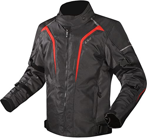 LS2 blindado Motociclista Sepang. Chaqueta Protectora Textil para Motocicleta Impermeable y Transpirable. con blindaje CE, Black Grey Red, L para Hombre