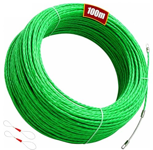 Guia Pasacables 100M, 4,5mm Guia Pasacables Profesional Guia Cables Espiral Guía Pasacables con 2 Muelles Guía Ayuda de Extracción de Cables para Tirar de Cable