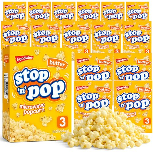 SOL 48pk Bulk Stop 'n' Pop Microwave Popcorn, Butter Flavoured Pop Corn Kernels, Easy to Prepare, Ideal for Sharing Fun Moments at Home & Family Movie Nights (16 Boxes with 3 Bags Per Box)