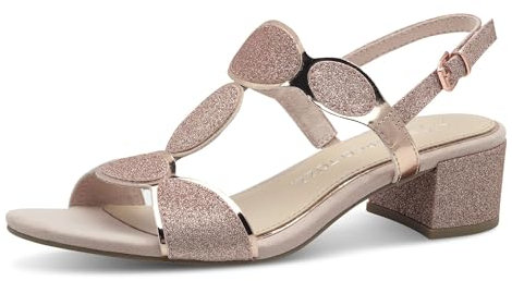 MARCO TOZZI Damen Sandalen mit Absatz Elegant Vegan, Metallisch (Rosegold), 38 EU