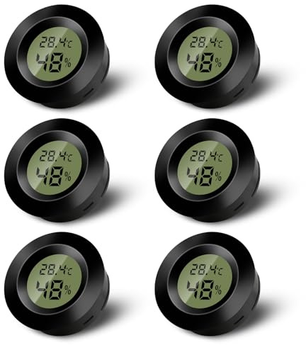 Lot de 6 mini thermomètres numériques d'intérieur, hygromètre numérique LCD, moniteur de température et d'humidité pour la maison, la crèche, l'incubateur de guitare, les reptiles, la serre de voiture