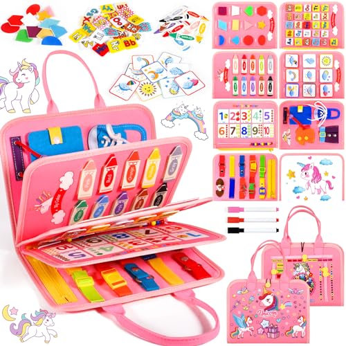 NEMMXUB Busy Board Montessori,Jouet Cadeau 8 en 1,Planche d'Activités Jouet Éducatif Préscolaire,Activite Livre Sensoriel,pour Apprendre Motricité Fine,Cadeau pour 1 2 3 4 5 Ans Garçons et Filles.