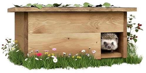 PATKAR Igelhaus Winterfest mit Boden [SCHÜTZT VOR FRESSFEINDEN] - Premium Igelfutterhaus (Made in Europe) - Hochwertige Igelhäuser Igel Haus - Igel Schlafhaus Igel Futterhaus - Igelhotel Igelhöhle