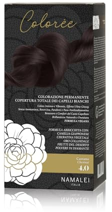 Namalei, Tinta Colorèe 4.0 Castano, Colore per Capelli, Senza Ammoniaca, Lunga Durata, Idrata e Rinforza, 180 ml