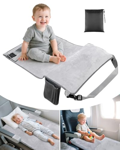 ANYSWEET Toddler Airplane Bed, Portable Airplane Travel Bed for Kids, Soft Baby Plane Travel Essentials for Flying, Toddlers Long Flight Must Haves Footrest
