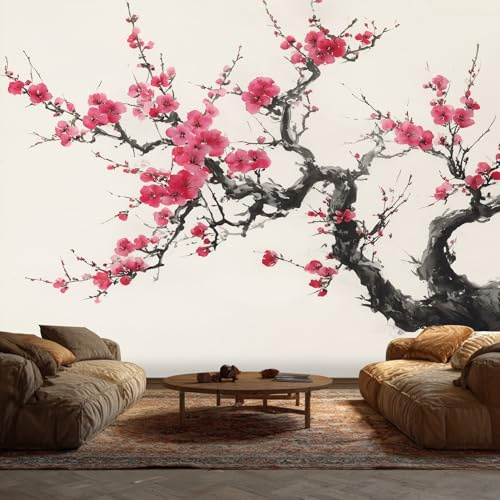 Générique Papier Peint Panoramique Fleurs de Cerisier 350 x 256 cm | Japonais Fleur Murale Wallpaper Image Photo, Chambre, Salon, Mur TV Artistique, Restaurant, Décoration Murale