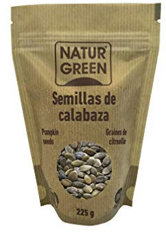 NaturGreen - Semillas de Calabaza BIO, Pipas de Calabaza Ecológicas, Ideal para Ensaladas, Alto Contenido en Proteínas, Sin Gluten, Vegan - Pack 12 Unidades de 225 g