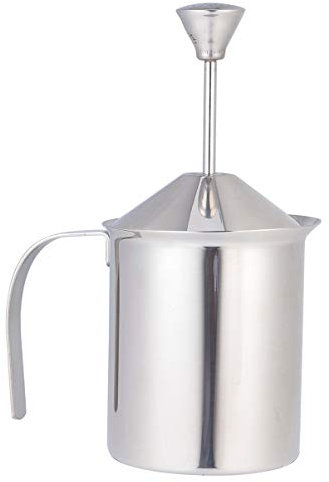 Montalatte Manuale, 800ml Acciaio Inox Milk Frother Frullino Montalatte, con un Perno Di Trazione, Doppia Maglia Del Latte per La Montatura Del Latte, Caffetterie Cucina