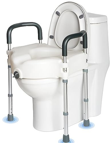 REAQER Toilet Seat Riser with Handles and Legs Perfect for Elderly and Disabled Toilet Frame and Commode Disability Elevator aids