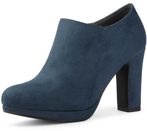 Allegra K Bottines à plateforme pour femme Bout rond Talon épais