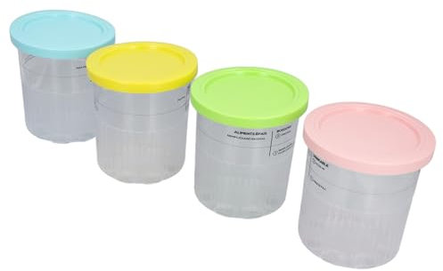 Garosa 4 Unidades de Mini Recipientes para Helado con Control de Porciones para Helados Caseros, Recipientes de Almacenamiento Reutilizables para Congelador con Tapas de 701 a 800 Ml de