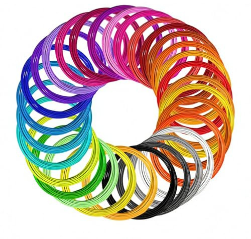 Nadisean Filamento PLA 1.75 mm, Filamentos Lapiz 3D, 30 Colores Aleatorios, Filamento Boligrafo 3D, 5M Cada Uno, Total 150 Metros, Recambios Lapiz 3D con 1 Tijera, para Bolígrafos de impresión 3D