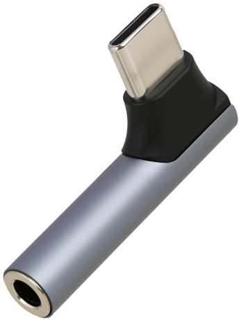 Annlpoy 1 st USB C-adapter, 3,5 mm vinklad, 90 graders vinklad, kompatibel med MacBook, iPad Pro, Galaxy S24 Ultra, Pixel 9 - svart