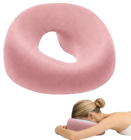 Zyiphor Coussin Massage Visage en Mousse à Mémoire, Oreiller de Massage Facial avec Trou Respirant - Forme U Confortable pour Table de Massage, Spa, Salon de Beauté. (Rose)