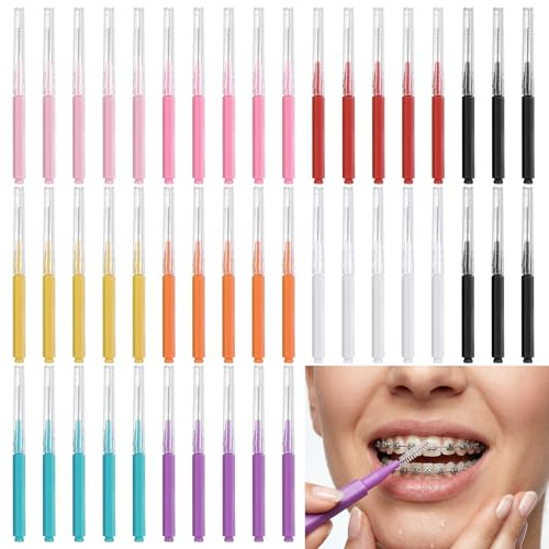 XLIUAX Lot de 70 brosses interdentaires, brosses dentaires souples, mini cure-dents, tête de fil dentaire, multicolore, bâtons de fil dentaire portables pour nettoyer les espaces entre les dents