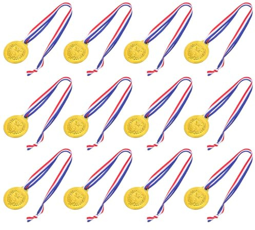 PRETYZOOM Lot Design Polyvalent et Résistant la Décoloration Garçon et Filles Medaille Or en Alliage de Zinc et Tissu 50 Pièces pour Fêtes de Football et Événements Sportifs