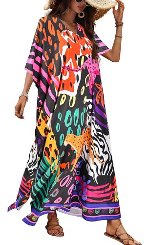 Nidoul Kaftan Dresses for Women Plus Size Bathing Suit Maxi Swimsuits Bohemian Beach Cover Up Summer Caftan Resort Loungewear