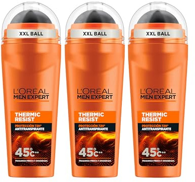 L'Oréal Paris, Men Expert, Thermic Resist, Desodorante Roll-On XXL, Pack 3 x 100ml