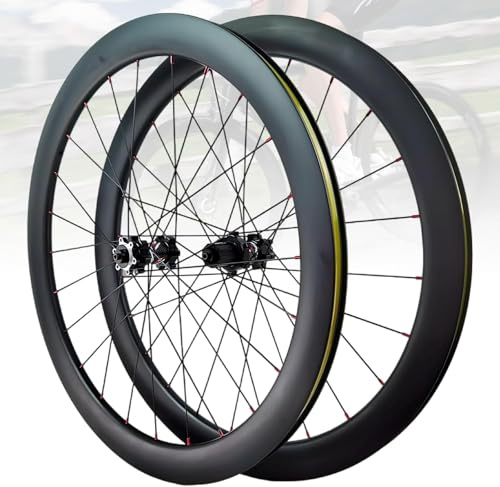 50mm,Juego De Ruedas De Bicicleta De Carretera 700C con Llantas De Fibra De Carbono 38/50 Mm De Altura, Liberación Rápida, Freno De Disco, Buje De Tirón Recto De 24H para Casete De 7-12 Velocidades