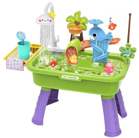 Lavello Giocattolo per Bambini con Acqua Corrente - Divertente Tavolo D'Acqua Wahle Con Scivolo E Rubinetto | Giocattoli da Cucina - Per Bambini 1-5 Anni Gioco Di Ruolo Asilo Scuola 'Infanzia Giardino