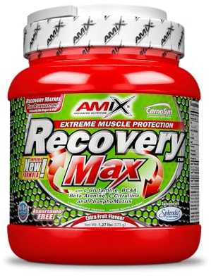 AMIX - Complemento Alimenticio Recovery Max - Favorece la Recuperación Muscular y Disminuye el Catabolismo Muscular - Glutamina en Polvo - Bote 575 g - Sabor Ponche de Frutas