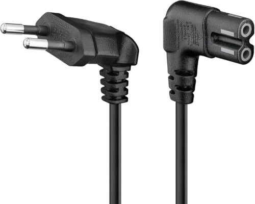 Goobay 97355 Câble d'alimentation prise EU type C coudé vers prise double Femelle type C7 coudé; 5,0 m; noir