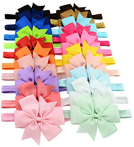 Dokpav 20 Pezzi di Fascia Capelli Bimba, Neonata Cerchietto Elastico Accessori Bambina Cerimonia