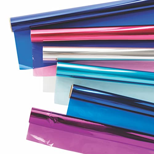 Baker Ross FE717 Rouleaux de Cellophane Enfant aux Couleurs d’Hiver - Lot de 6, Rouleau Papier Calque, Papier de Soie, Loisirs Creatifs Enfant