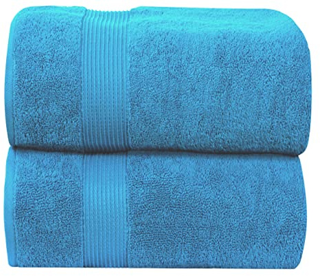 Jumbo Bath Sheets Extra Large (90 x 180 cm, 2 Pack) 100% Cotton Super Soft Hotel Quality Towel Bath Sheet - 600 GSM Ring Spun, Ultra Soft, Absorbent Beach Towels Bathroom BathTowels Set (Teal)