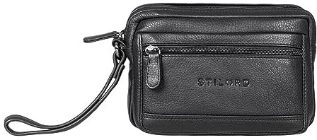 STILORD Herren-Handgelenktasche aus Echtleder schwarz - Vintage Männer-Handtasche - Retro Ledertasche - Leder-Herren-Organizer 'Pax'