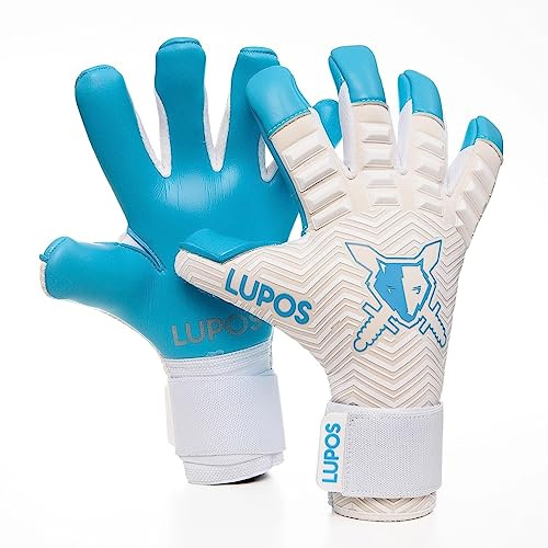 Lupos Gladiator Guanti da portiere per adulti e bambini. Taglio Bio Hybrid, palmo Contact Latex da 4+4 mm, dorso in neoprene con silicone iniettato. (9)