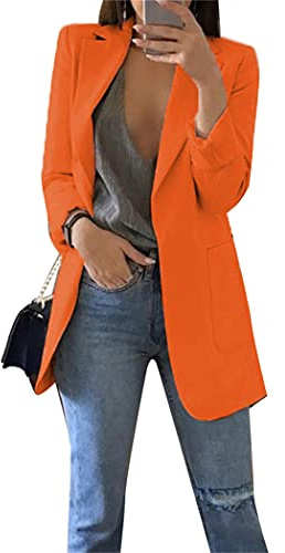OMZIN Women's Lapel Casual Suit Long Sleeve Office Suit Blazers Open Front Office Work Business Suit Jacket